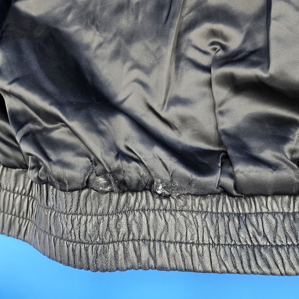 Vintage J Park Collection Black Leather Bomber Jacket - Size L - Picture 6 of 14